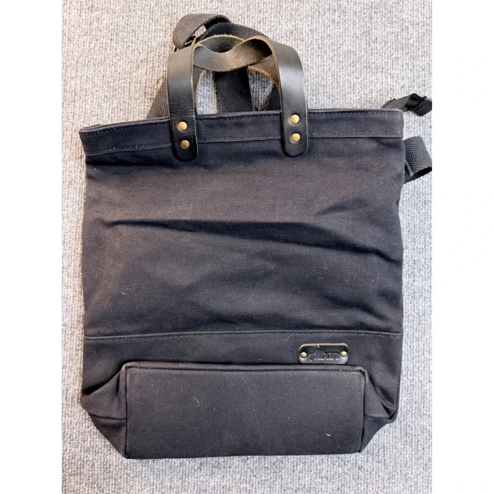 Alban Canvas Tote Bag Navy Blue Leather Trim Workwear Tactical Messenger Bag